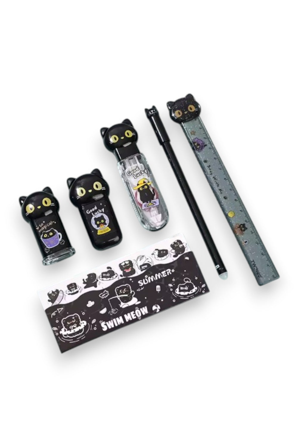 Set Cancelleria 6 Pezzi – Kit Completo con Penna Gel, Correttore, Notes e Righello